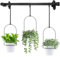 DOUBFIVSY Barre de Pot de Fleurs Suspendus en Métal Réglable pour Plantes Intérieures Extérieures, 58cm Étagère de Plante Murale et Fenêtre avec 3 Pots, Tige de Support de Plante Salon Balcon Jardin