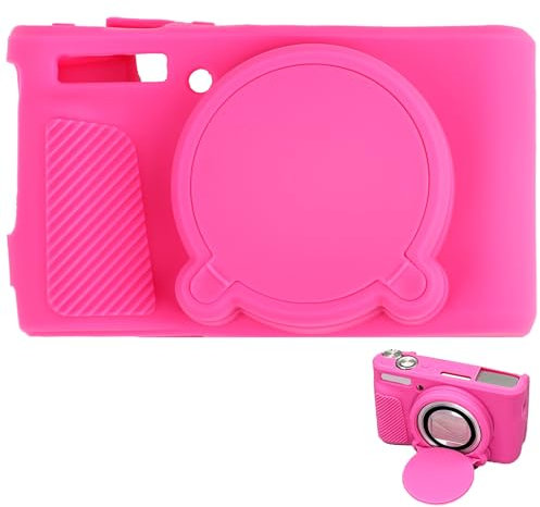 Fascetta SX740 SX730 HS Case for Canon Camera Silicone PowerShot Anti-Scratch Soft Slim Fit Ultra-Thin Lightweight Protective Full Pritection with Removable Lens Cover Accessories(Rose red)
