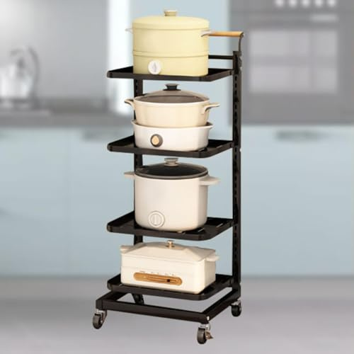 Rolling Kitchen Cart with Cover and Microwave Shelf, 5-Tier Storage Rack for Versatile Home and Office Use