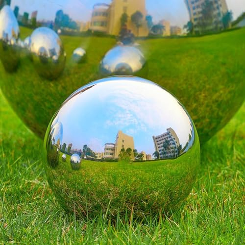 Honseadek Stainless Steel Floating Garden Balls | Mirror Finish Water Decorative Orbs for Outdoor Fountains, Ponds, and Water Features | Hollow Reflective(51MM)