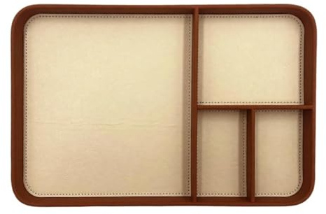 HapSmile PU Leather Valet Tray,30 x 20 cm Stylish Nightstand Organizer Bedside Desk tray for Watch, Keys, Phone, Wallet, Coin, Jewelry, Room Accessories