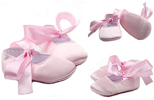 Brillabenny Ballerine da Culla Rosa Bimba NEONATA 6-12 Mesi Raso Seta Scarpe Battesimo Luxury Baby