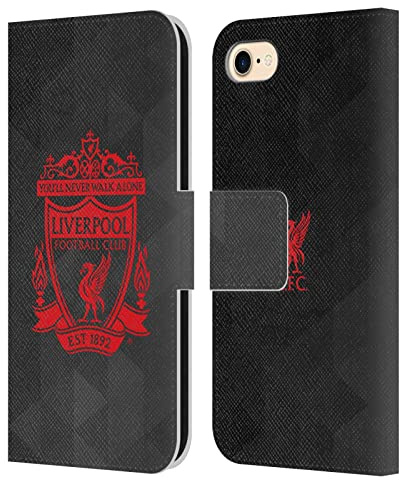 Head Case Designs Officially Licensed Liverpool Football Club Black Geometric 2 Crest 1 Leather Wallet Case Compatible With Apple iPhone 7/8 / SE 2020 & 2022