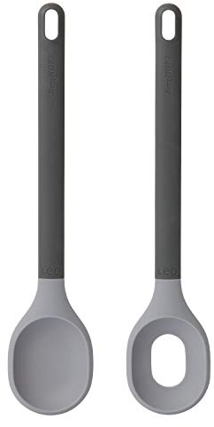 BergHoff Salat Servierset - Leo (Salatbesteck, zum servieren von Salaten / Gemüse, Salatgabel mit Silikon, Griffe Soft Touch, Servierlöffel spülmaschinenfest) 3950101