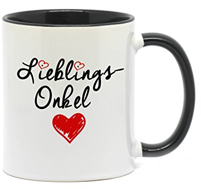 <> Tasse Lieblings Onkel in hochwertiger Qualität, beidseitig bedruckt. Eine schöne Art etwas zu sagen. Ein tolles Geschenk für den Lieblingsonkel z.B. als Dankeschön. (Schwarz)