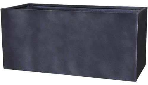 VIVANNO Pflanztrog Maxi Fiberglas Anthrazit Steinoptik 45x100x45 cm | Wetterfester Blumenkasten für Garten & Terrasse, frostsicherer Pflanzkübel in Schieferoptik für Außen & Innen