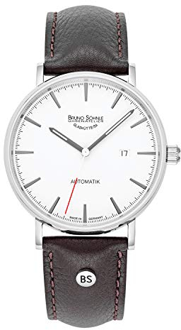 Bruno Söhnle 17-12218-241 München Automatik I Herren-Armbanduhr, Atelierkaliber BS175, Edelstahlgehäuse, Saphirglas, Lederarmband, mit Faltschließe, 5 bar
