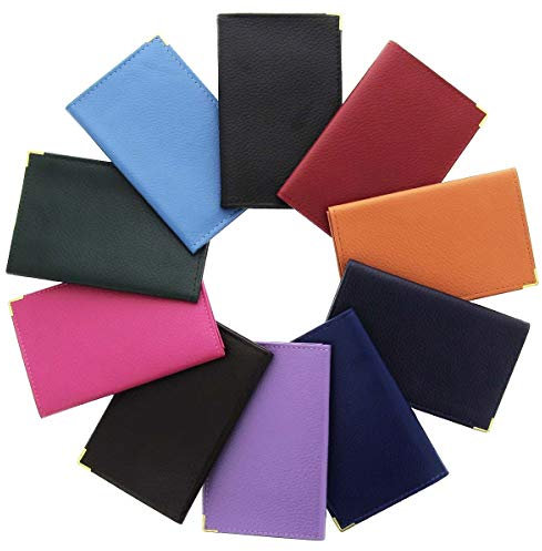 KARL LOVEN Porte-Papiers Pochette Carte Grise en Cuir Papier de Voiture Etui 3 Volets Permis de Conduire Carte d'identité Assurance Bleu