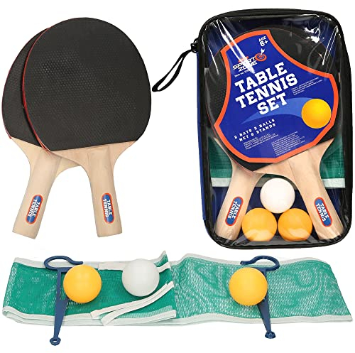 A bis Z Tischtennis-Set enthält 2 Schläger, 3 Bälle, Netz & Ständer Verpackung, Mehrfarbig, One Size, 06366