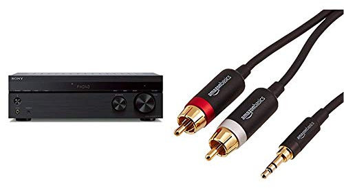 Sony STRDH190.CEK 2 Channel Amplifier with Phone Input and Bluetooth - Black & Amazon Basics 3.5mm to 2-Male RCA Adapter Cable - 2.4m / 8 Feet
