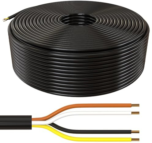 Lumonic 100m FLRYY Fahrzeugleitung 4x1,5mm² schwarz | 4-adrig | Anhängerkabel | mehradriges KFZ-Kabel | Öl- und Kraftstoffbeständig, flammwidrig | Niedervolt