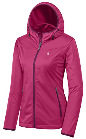 Little Donkey Andy Leichte Kapuzen-Softshelljacke für Damen zum Laufen, Wandern, winddicht, wasserabweisend Rose L