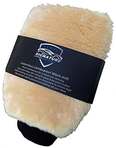 Topteck Signature Gant de Lavage Auto en Laine d'agneau Luxueux Signature Gant de Lavage en Laine d'agneau, Eponge Voiture - kit Nettoyage Voiture