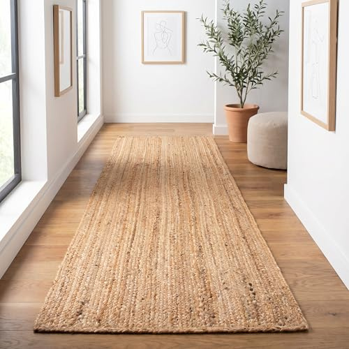 THE BEER VALLEY Jute Braided Runner Rug 2x6 Feet - Natural