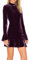 R.Vivimos Donna Mini Vestito Manica A Campana Sottile Bodycon Increspature Hem Velluto Abito Corto(M,Viola)