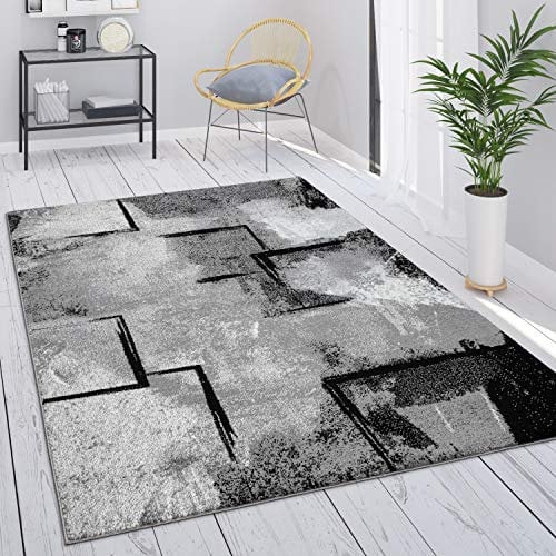Paco Home Teppich Wohnzimmer Vintage Kurzflor Schlafzimmer Geometrisches Design Modern, Grösse:240x340 cm, Farbe:Grau 7