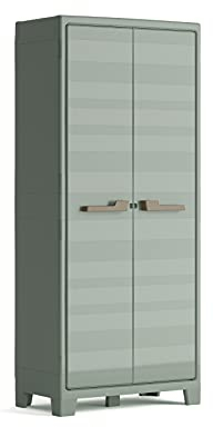 Keter Armoire Utilitaire Planet Outdoor en Résine Multifonctions pour Intérieur et Extérieur - Étagères et Pieds Ajustables - Canessable - 80 x 44 x 182 cm - Vert Jade -80% Recyclé