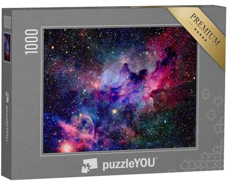 puzzleYOU: Puzzle 1000 Teile „Nebel und Galaxien im Weltraum, Bunte Farben, rot, violett, blau“ – aus der Puzzle-Kollektion Weltraum, Universum, Astronomie