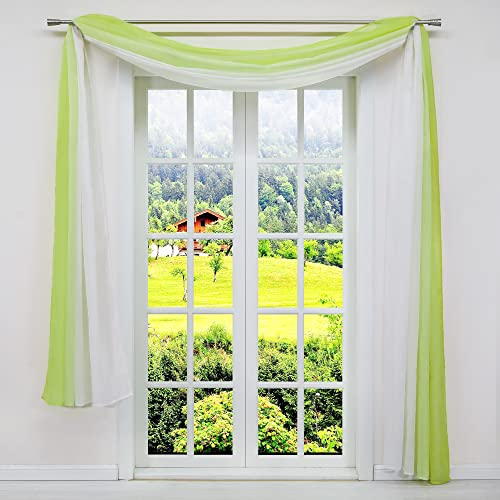 SCHOAL Querbehang Gardine Freihanddeko aus transparentem Voile Deko Gardinen Schals Vorhang Farbverlauf Grün HxB 140x500cm