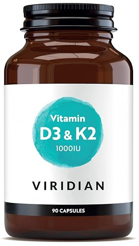 Viridian - Vitamin D3 & K2 – 90 Capsules | Plant-Sourced Vegan D3 from Lichen & Vegan K2 from Natto Cultures | Supports Normal Bones, Teeth, Muscle Function & Immunity | 100% Active Ingredients