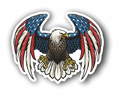AMA SHOP Adesivo in PVC Sagomato Aquila colori bandiera Americana | Adesivi per Auto | Sticker per Casco, Moto, Camper | Auto tuning| laptop, pc