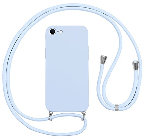 Vauki Funda con Cuerda para iPhone 8/iphone SE 2020/iPhone 7/SE 2022, Carcasa Silicona AntiChoque con Correa, Case con Ajustable Colgante Cordón Suave Premium Cuello para iPhone 8 Móvil Teléfono, Azul