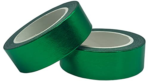 aufodara 2 Rollen 10m x 15mm Washi Tape Set Deko Klebeband Glitter Metallic Goldfarbe DIY Scrapbook Basteln (Grün)