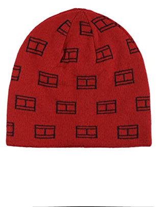 Tommy Hilfiger Wendbare Mütze für kaltes Wetter für Jungen, Rot/Ausflug, einfarbig (Getaway Solids), 8-16