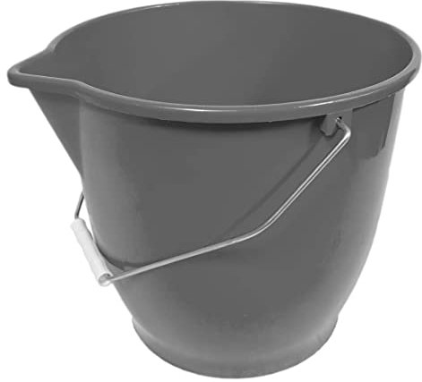 CABLEPELADO - Cubo plástico - Cubo Agua - balde - cubeta - barreño - asa Metal - Cubo jardín - Limpieza- Piscinas - Acuario - huerto - 13 litros - Gris