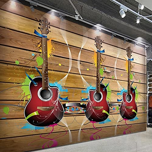 XTSWallpaper Music Guitar Graffiti 200X100Cm Wall Mural Photo Wallpaper - Kids 3D Effect Wall Stickers Decals Peel and Stick Removable for Nursery Bedroom Living Room Art Murals Decorations