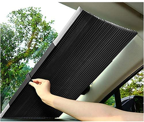 Parasol telescópico para luna trasera y parabrisas delantero, protección solar interior, ventosa de aluminio, protección UV para coches pequeños, SUV, camiones (70 cm)