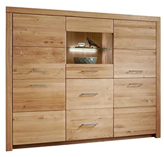 möbelando Highboard >WZ-0169< (BxHxT: 170,4x141,2x40 cm) in Natur geölt aus Wildeiche