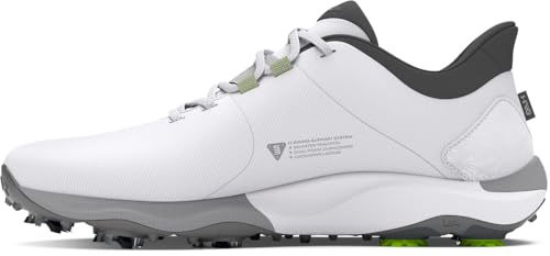Under Armour Chaussures de golf Drive Pro Wide pour homme, (100) Blanc/Blanc/Métallique Gun Metal, 9 Wide