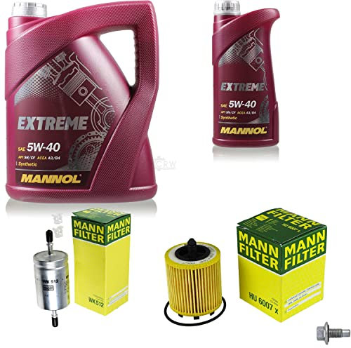 EISENFELS Filter Set Inspektionspaket erstellt mit 6 L Motoröl MANNOL Extreme 5W-40, MANN-FILTER Ölfilter, Kraftstofffilter, Verschlussschraube