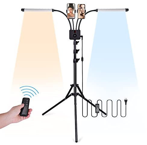 Kosmetik Lampen, Dual Arm LED Boden Wimpernlampe, Tattoo Licht mit Stativ Stand einstellbar Wimpern Licht für Wimpern Gesicht Spa Salon Make-up | 3200K-5600K