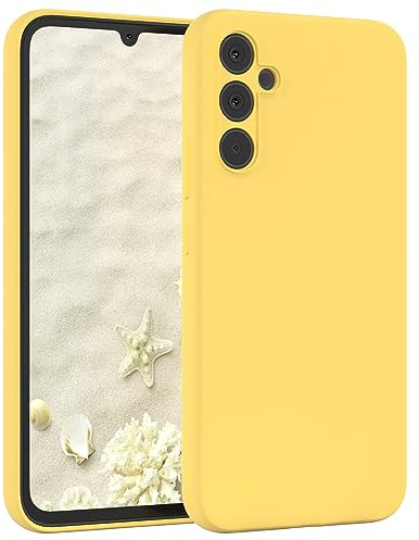 EAZY CASE Premium Silikon Handyhülle kompatibel mit Galaxy A34 Slimcover mit Kameraschutz und Innenfutter, Silikonhülle, Schutzhülle, Bumper, Handy Case, Hülle, Softcase, Gelb