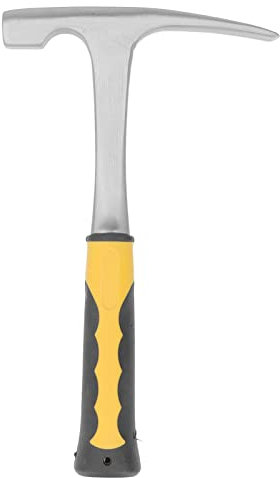 Rock Pick Hammer, All Steel Geologist with Shock Reduction Grip, Polished Tip Design for Easy Stone Splitting, Ideal for Mining and Prospecting (Flat Head)