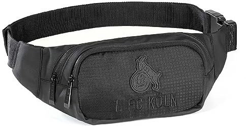 1. FC Köln Gürteltasche - All Black - Bauchtasche schwarz Tasche - Plus Lesezeichen I Love Köln