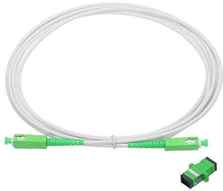 sourcing map 1Pcs 9.8Ft Single Mode Simplex OS2 Armored Fiber Optic Patch Cable LSZH SC/APC-SC/APC Jumper Optical White for Fiber Optic LAN Networks with Adapter