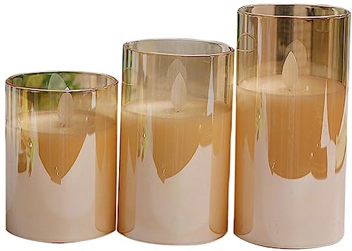 Veemoon 3st Elektronisches Kerzenlicht Herbstdeko Flamme Elektrische Kerze Glas Mit Hohem Borosilikatgehalt