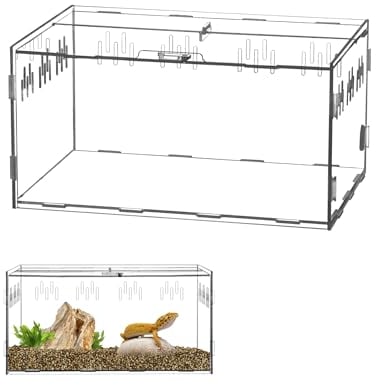 QWORK® Terrarium Acrylique, boîte d'alimentation d'insectes, 30x20x15cm pour mante Religieuse, araignées, lézards, escargots