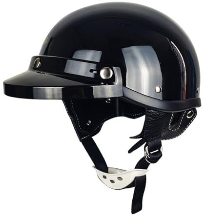 Aperto Caschi da Moto Portatile Jet Casco Scodella,ECE Omologato Retrò Motociclo Aperto Faccia Demi Casco per Adult Donna Uomo Scooter Casco Moto Chopper Mezzo Casco A,M=57-58cm