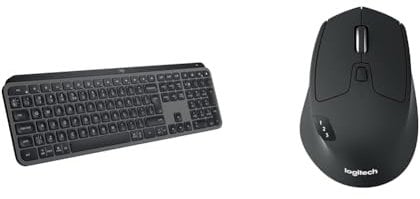Logitech MX Keys S Wireless Keyboard, Low Profile, Fluid Quiet Typing & M720 Triathlon Multi-Device Wireless Mouse, Bluetooth, USB Unifying Receiver