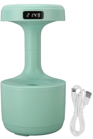 Anti-Schwerkraft-Luftbefeuchter für Schlafzimmer, Kleiner Luftbefeuchter mit Kühlem Nebel, Leiser Anti-Schwerkraft-Wassertropfen-Diffusor mit LED-Uhranzeige für Zimmerpflanzen,