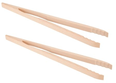 BURI 2 Stück Grillzange Holz 48cm Zangenset lang unbehandelt Buchenholz natur Grill Zubehör Grillzubehör Küchenutensilien Pfannenwender Grillbesteck Zange Küche Küchenhelfer Grillen Küchenzange Set 2x