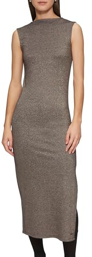 QS Schmales Rippkleid mit Glitzereffekt