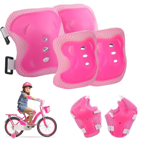 UKOFEW 6 Piezas Protecciones Patines Set,Set Rodilleras Coderas y Muñequeras,Protecciones Skate Niño,para Ciclismo, Monopatín, Escalada y Otros Deportes