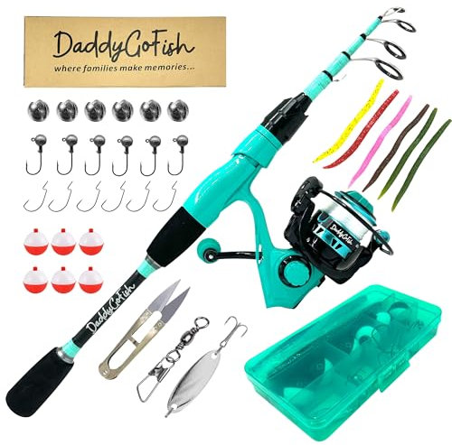 Daddygofish Spinn-Angelruten- Und Rollen-Kombi-Set Mit Tackle-Box | Angelrute | Teleskop-Angelruten-Set Aus Kohlefaser | Spinnrolle Für Reise-Salzwasser-Süßwasser-Angelausrüstungsset
