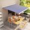 Homgoday Markise Kassettenmarkise Balkonmarkise Sonnenmarkise Terrassenmarkise Sonnenschutz, mit Handkurbel Markise für Terrasse Balkon Fenster 350x250 cm Blau und Weiß