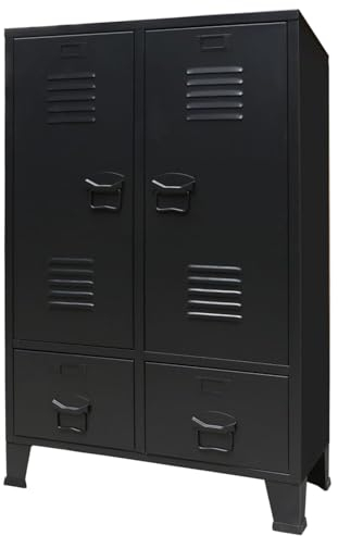 ShCuShan Armadio in Metallo in Stile Industriale 67x35x107 cm Nero,Armadio cassetti,adatto a camera da letto, lavanderia, ripostiglio, garage